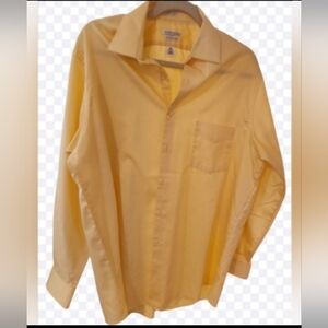 Van Heusen Men's Light Yellow Dress Shirt 16.5 Regular Long Sleeve 32/34 + TIE
